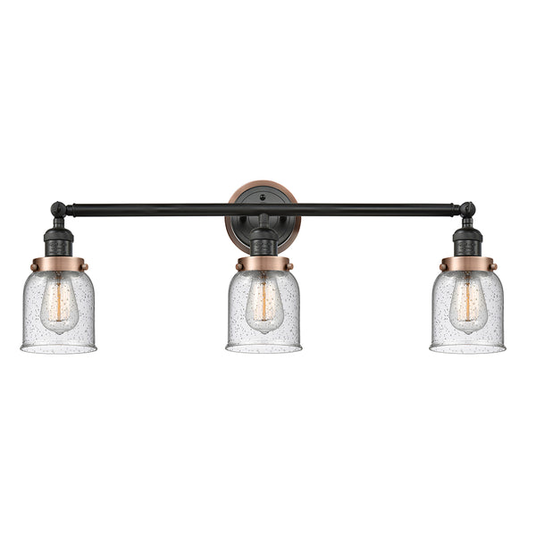 Bell Bath Vanity Light shown in the Matte Black finish with a Seedy shade