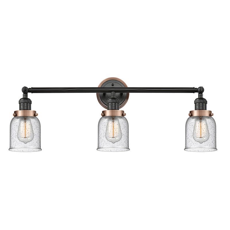 Bell Bath Vanity Light shown in the Matte Black finish with a Seedy shade