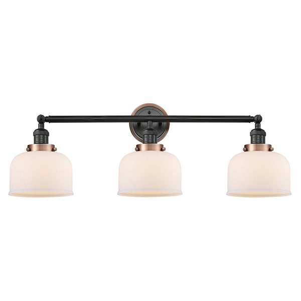 Bell Bath Vanity Light shown in the Matte Black finish with a Matte White shade
