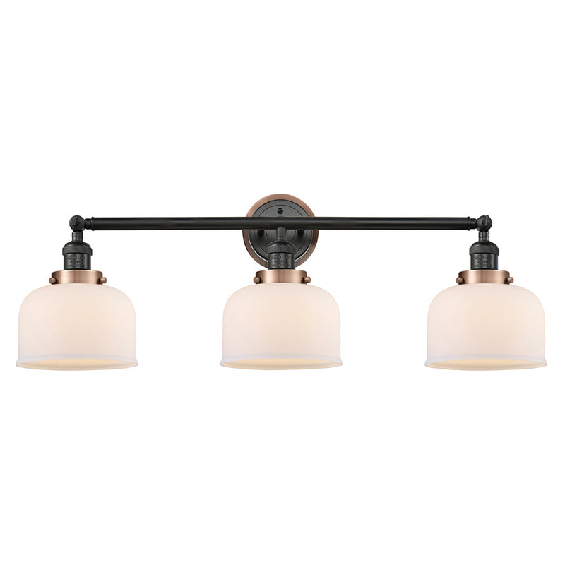 Bell Bath Vanity Light shown in the Matte Black finish with a Matte White shade