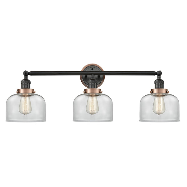 Bell Bath Vanity Light shown in the Matte Black finish with a Clear shade