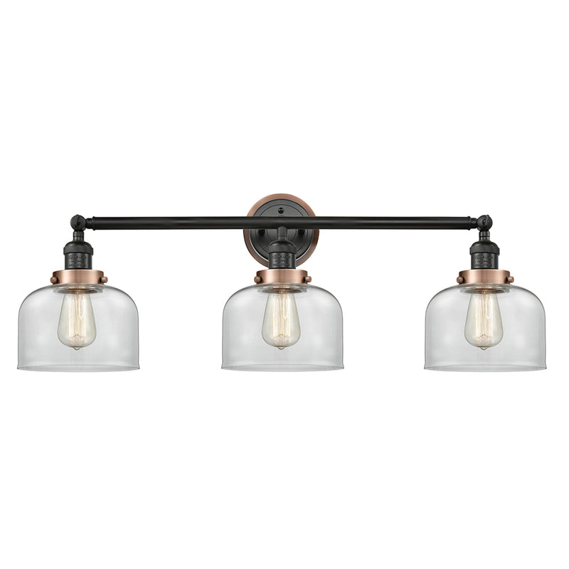 Bell Bath Vanity Light shown in the Matte Black finish with a Clear shade