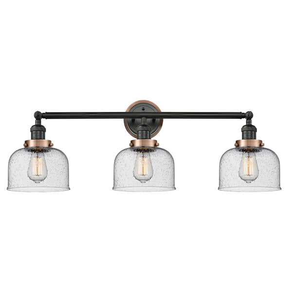 Bell Bath Vanity Light shown in the Matte Black finish with a Seedy shade