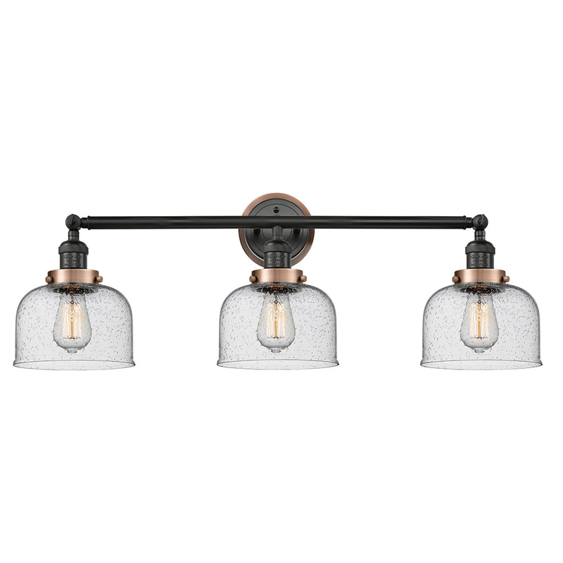 Bell Bath Vanity Light shown in the Matte Black finish with a Seedy shade