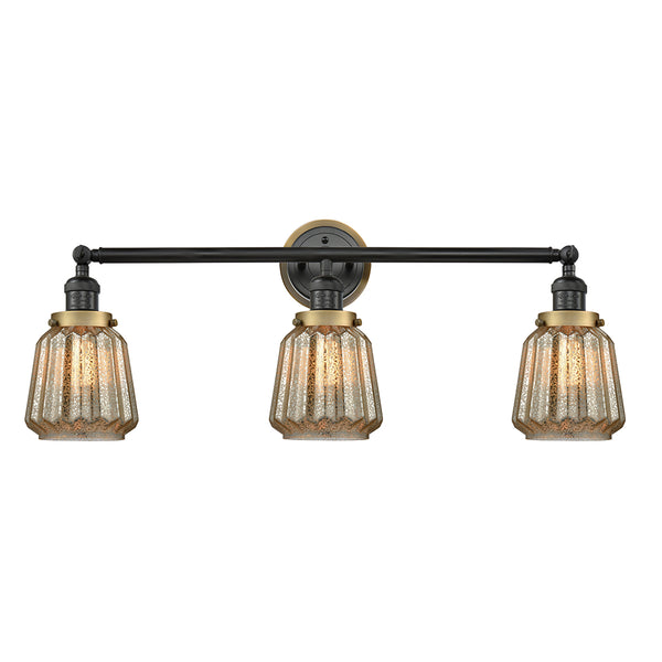 Chatham Bath Vanity Light shown in the Matte Black finish with a Mercury shade
