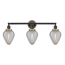 Geneseo Bath Vanity Light shown in the Matte Black finish with a Clear Crackled shade