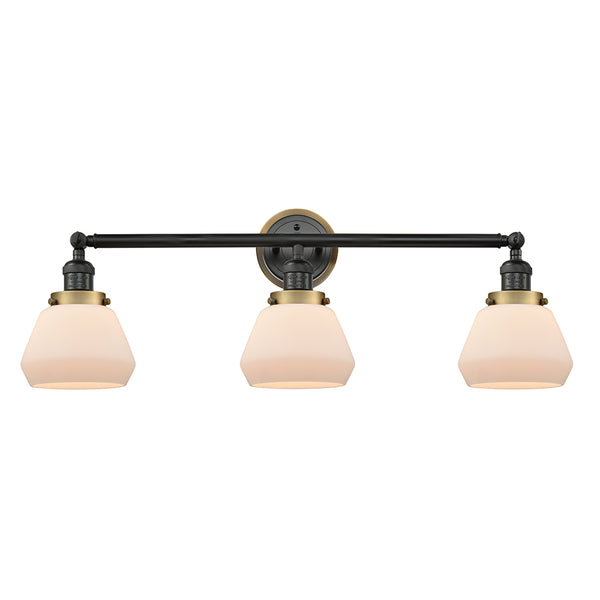 Fulton Bath Vanity Light shown in the Matte Black finish with a Matte White shade