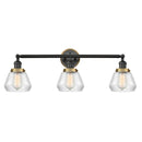 Fulton Bath Vanity Light shown in the Matte Black finish with a Clear shade