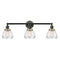 Fulton Bath Vanity Light shown in the Matte Black finish with a Clear shade