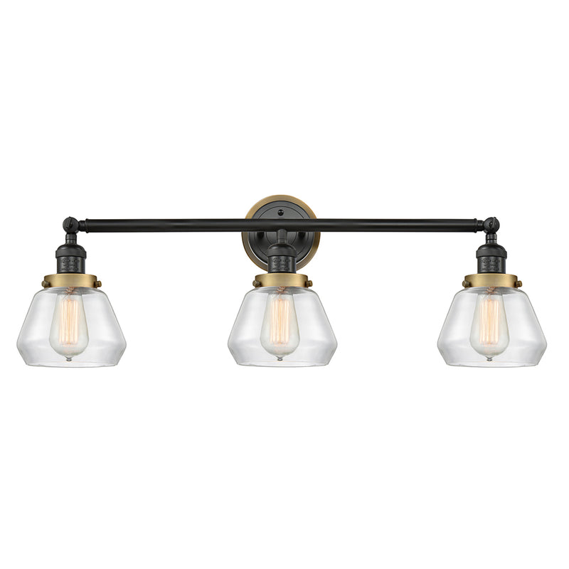 Fulton Bath Vanity Light shown in the Matte Black finish with a Clear shade