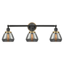 Fulton Bath Vanity Light shown in the Matte Black finish with a Plated Smoke shade