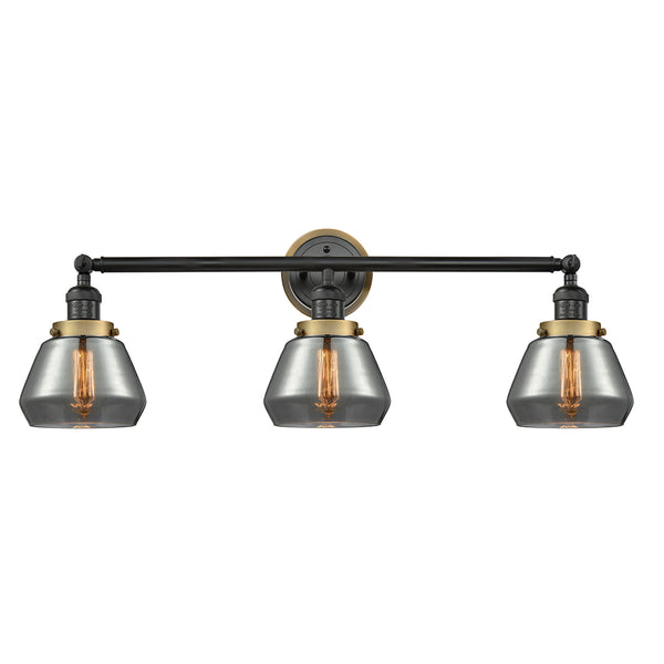 Fulton Bath Vanity Light shown in the Matte Black finish with a Plated Smoke shade