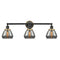 Fulton Bath Vanity Light shown in the Matte Black finish with a Plated Smoke shade