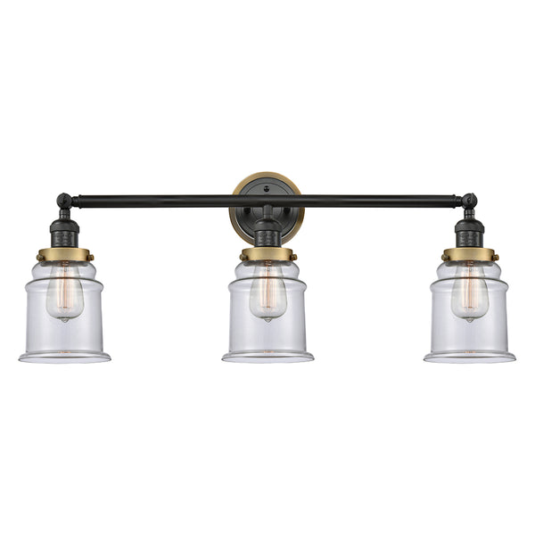 Canton Bath Vanity Light shown in the Matte Black finish with a Clear shade