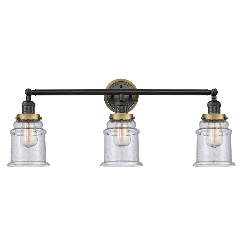 Canton Bath Vanity Light shown in the Matte Black finish with a Seedy shade