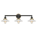 Halophane Bath Vanity Light shown in the Matte Black finish with a Matte White Halophane shade
