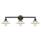 Halophane Bath Vanity Light shown in the Matte Black finish with a Matte White Halophane shade