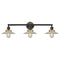 Halophane Bath Vanity Light shown in the Matte Black finish with a Clear Halophane shade