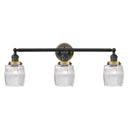 Colton Bath Vanity Light shown in the Matte Black finish with a Clear Halophane shade