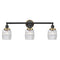 Colton Bath Vanity Light shown in the Matte Black finish with a Clear Halophane shade