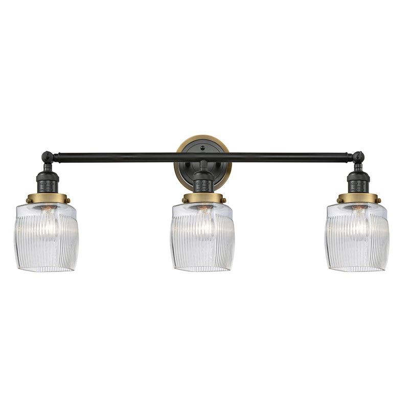 Colton Bath Vanity Light shown in the Matte Black finish with a Clear Halophane shade
