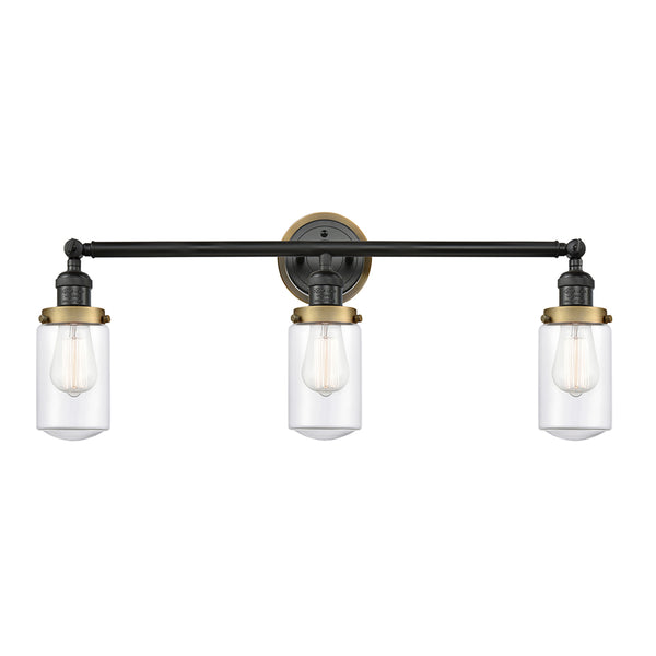 Dover Bath Vanity Light shown in the Matte Black finish with a Clear shade