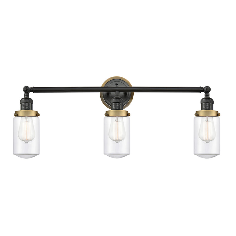 Dover Bath Vanity Light shown in the Matte Black finish with a Clear shade