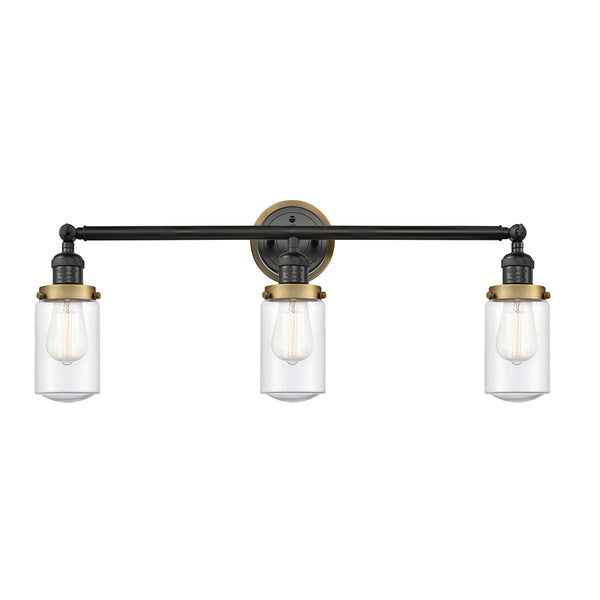 Dover Bath Vanity Light shown in the Matte Black finish with a Seedy shade