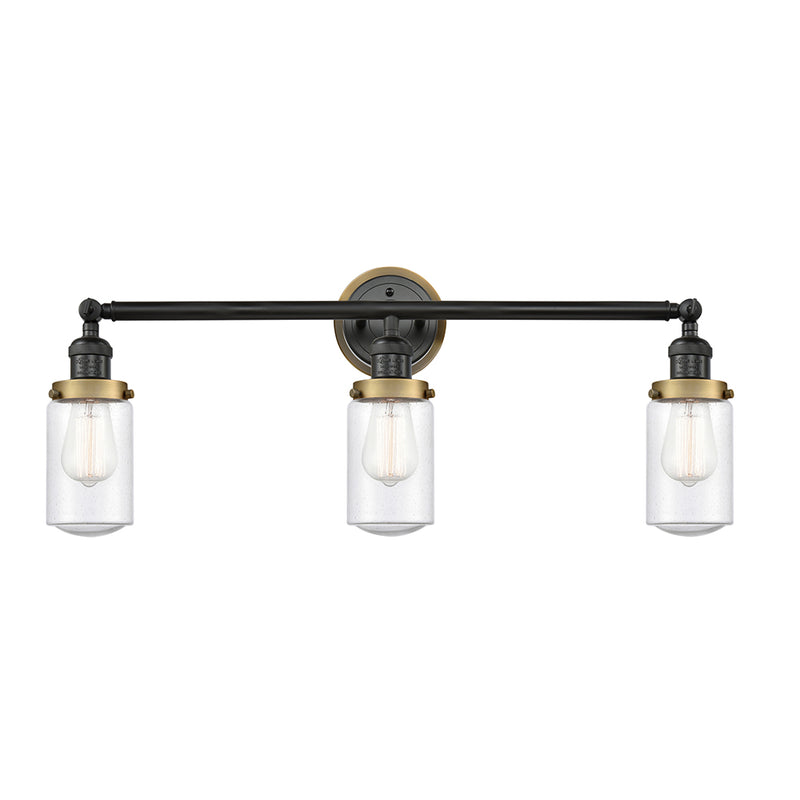 Dover Bath Vanity Light shown in the Matte Black finish with a Seedy shade