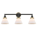 Cone Bath Vanity Light shown in the Matte Black finish with a Matte White shade