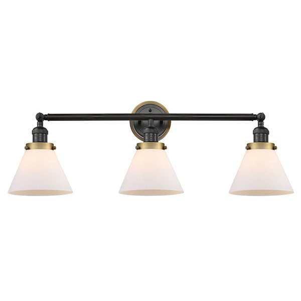 Cone Bath Vanity Light shown in the Matte Black finish with a Matte White shade
