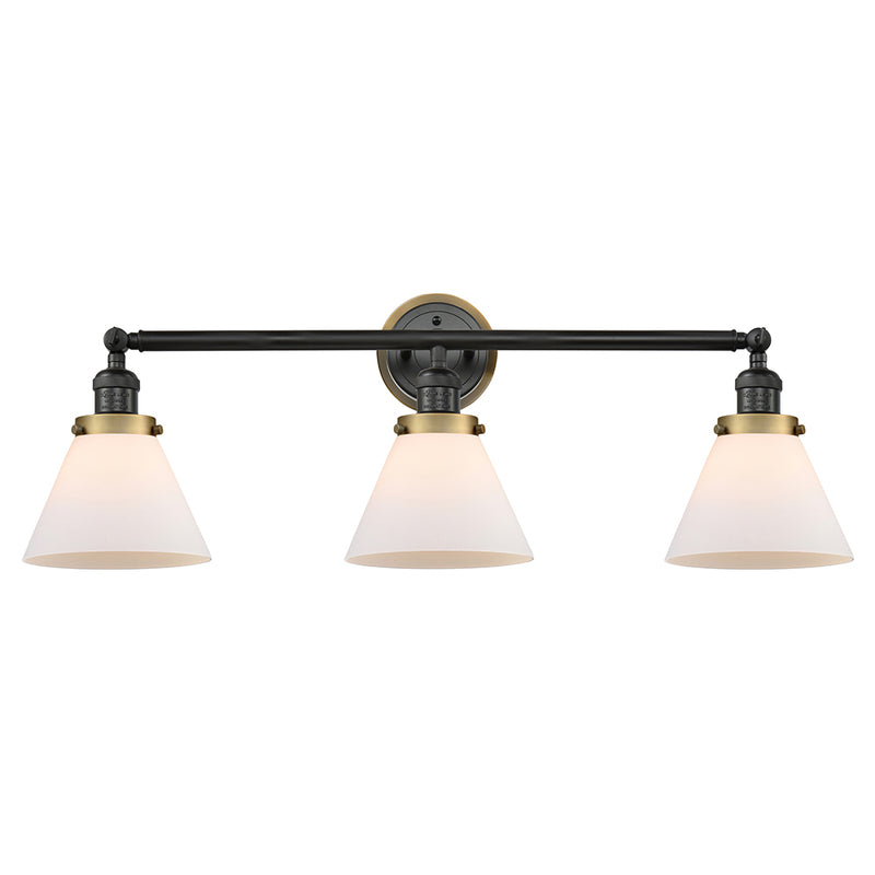 Cone Bath Vanity Light shown in the Matte Black finish with a Matte White shade