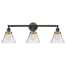 Cone Bath Vanity Light shown in the Matte Black finish with a Clear shade