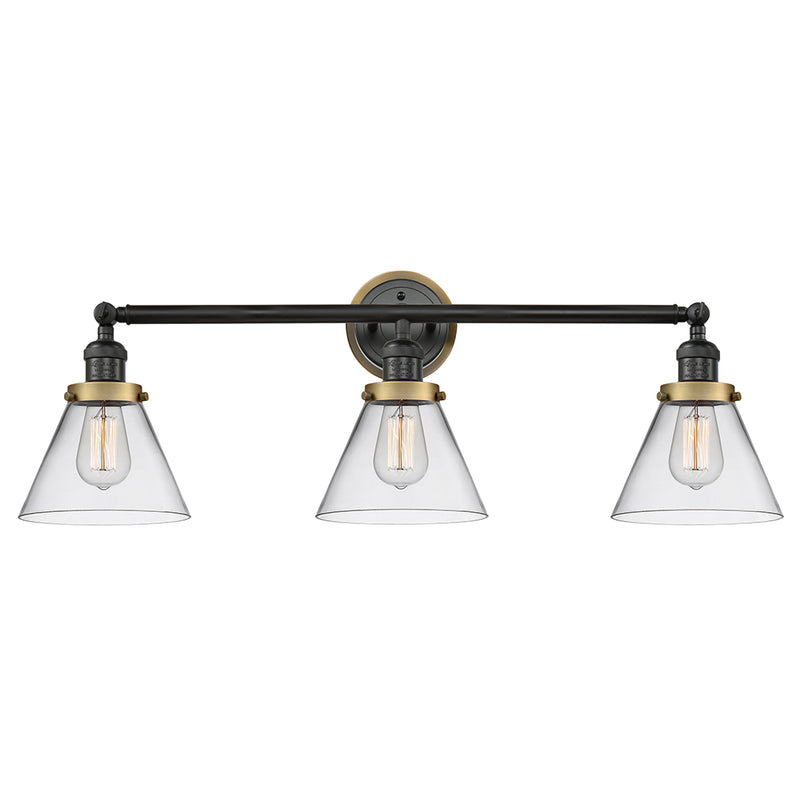 Cone Bath Vanity Light shown in the Matte Black finish with a Clear shade
