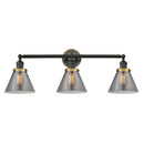 Cone Bath Vanity Light shown in the Matte Black finish with a Plated Smoke shade