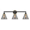 Cone Bath Vanity Light shown in the Matte Black finish with a Plated Smoke shade