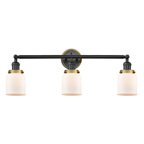 Bell Bath Vanity Light shown in the Matte Black finish with a Matte White shade