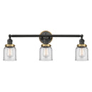 Bell Bath Vanity Light shown in the Matte Black finish with a Clear shade