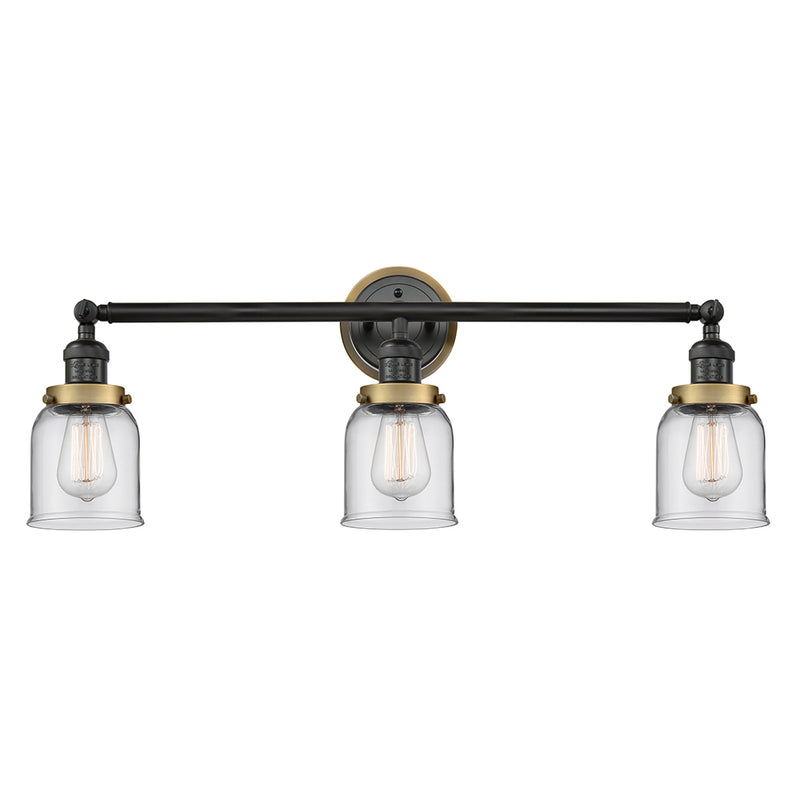 Bell Bath Vanity Light shown in the Matte Black finish with a Clear shade