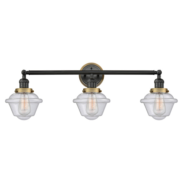 Oxford Bath Vanity Light shown in the Matte Black finish with a Seedy shade