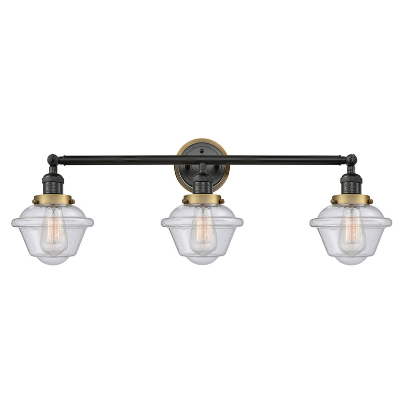 Oxford Bath Vanity Light shown in the Matte Black finish with a Seedy shade