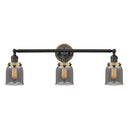 Bell Bath Vanity Light shown in the Matte Black finish with a Plated Smoke shade