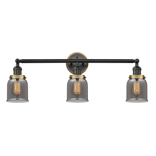 Bell Bath Vanity Light shown in the Matte Black finish with a Plated Smoke shade