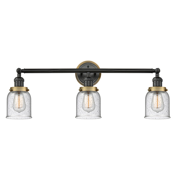 Bell Bath Vanity Light shown in the Matte Black finish with a Seedy shade