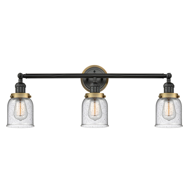 Bell Bath Vanity Light shown in the Matte Black finish with a Seedy shade