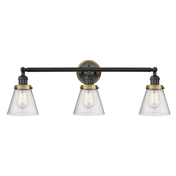 Cone Bath Vanity Light shown in the Matte Black finish with a Seedy shade