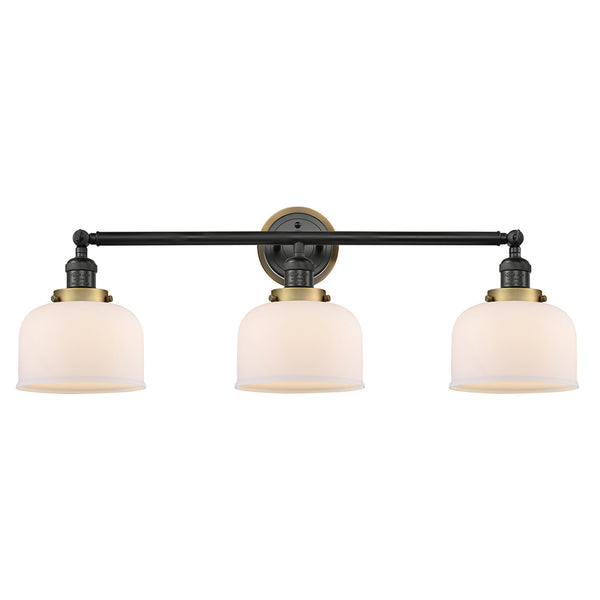 Bell Bath Vanity Light shown in the Matte Black finish with a Matte White shade
