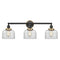 Bell Bath Vanity Light shown in the Matte Black finish with a Clear shade