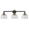 Bell Bath Vanity Light shown in the Matte Black finish with a Seedy shade