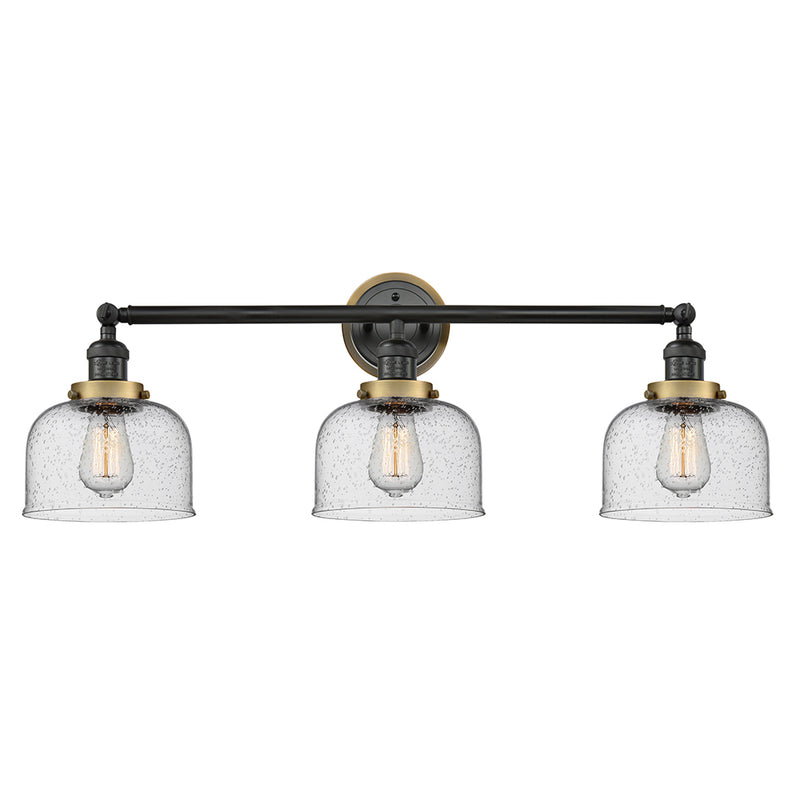 Bell Bath Vanity Light shown in the Matte Black finish with a Seedy shade